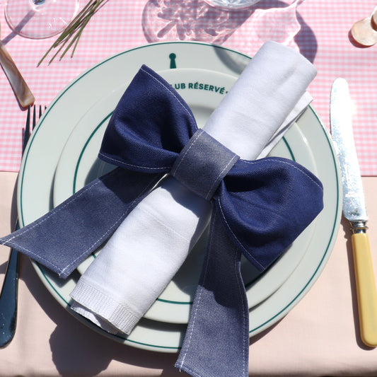 NAPKIN RING BOW - DARK BLUE